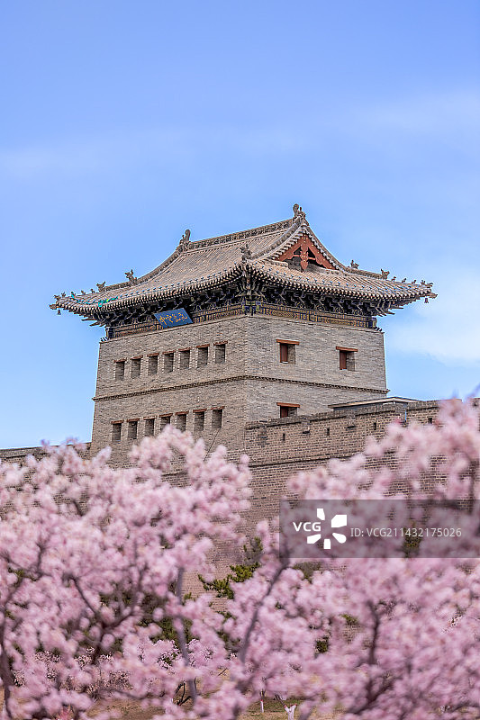 大同城墙春景图片素材