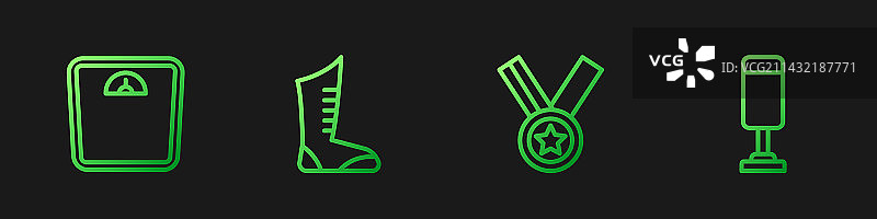 浴室秤运动拳击奖牌线条设计图片素材