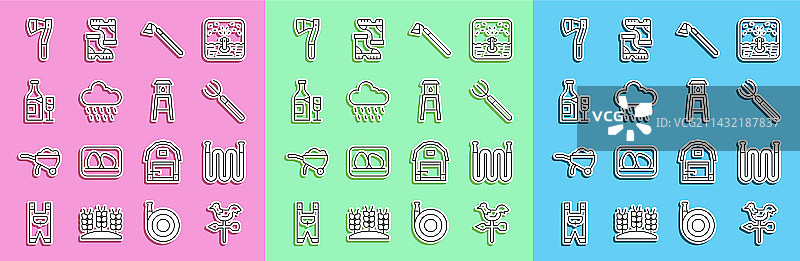 公鸡风向标花园软管的线条图片素材