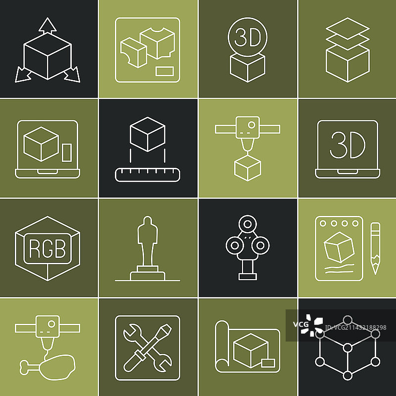 2.5D等距风格立方体草图3D图片素材