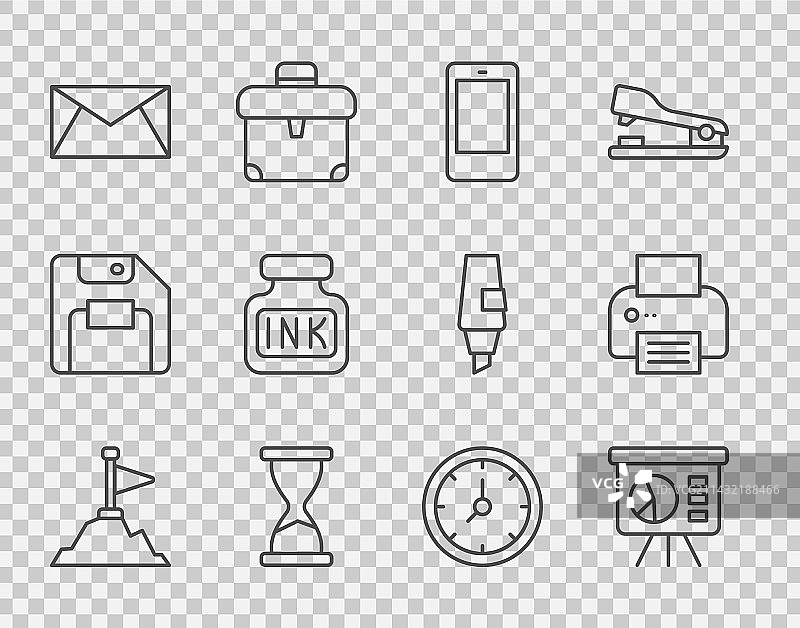 带有旗帜的山脉顶板图线条图片素材