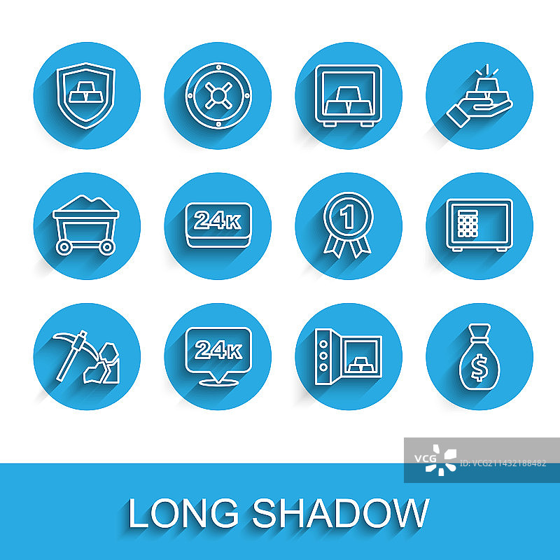 带盾牌的金矿开采安全系列图片素材