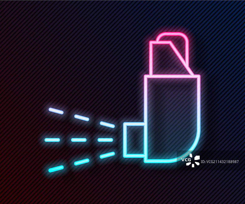 黑色背景上的霓虹灯吸入器图标图片素材