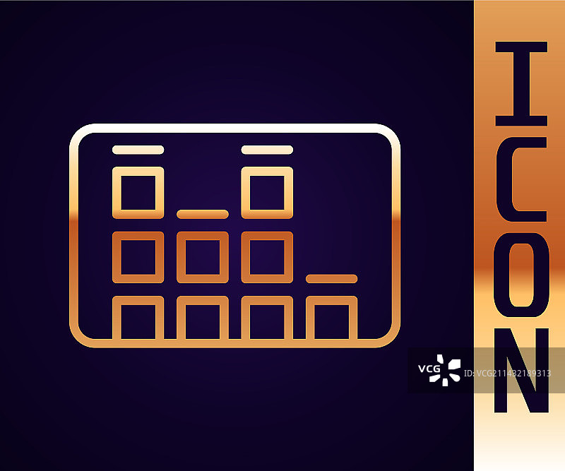 金色线条音乐均衡器图标，黑色背景图片素材