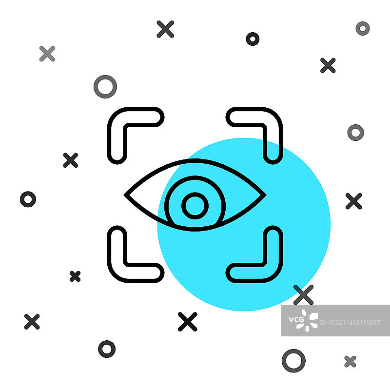 白色隔离的黑色线条眼睛扫描图标图片素材