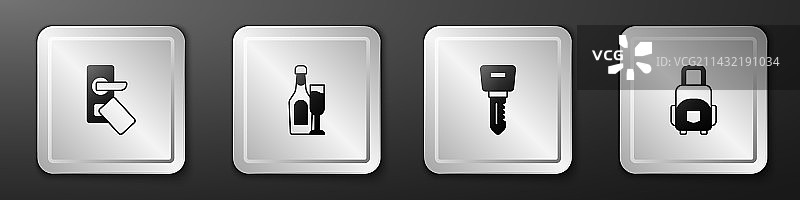 数字门锁、香槟酒瓶和玻璃杯图片素材