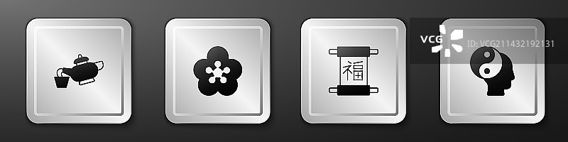 中式茶道莲花与新年图片素材