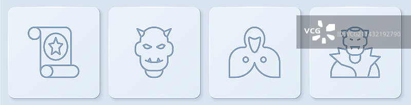 魔法卷轴斗篷面具线条素材图片素材