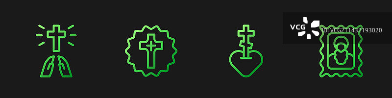 双手祈祷心中宗教十字线条图片素材