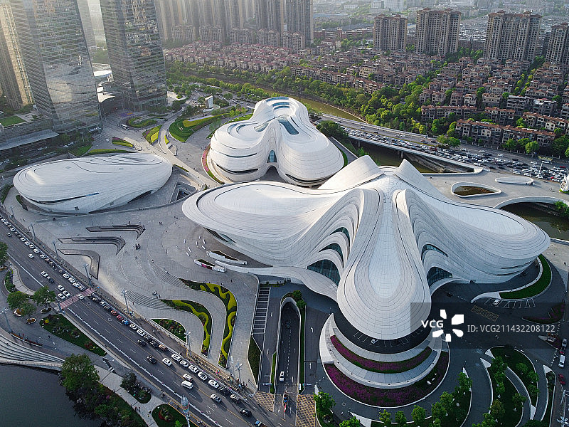 长沙市梅溪湖国际文化艺术中心航拍图片素材