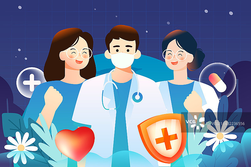 美丽白衣天使庆祝国际护士节医疗爱心插画图片素材