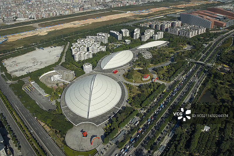 航拍，白云区，广州体育馆，广州白云国际会议中心，白云大道 ，原白云机场跑道图片素材