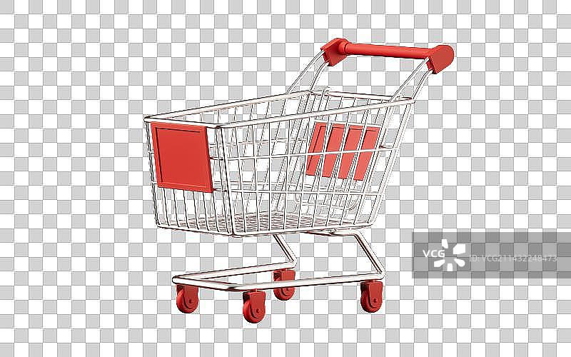 超市购物车3D渲染图片素材