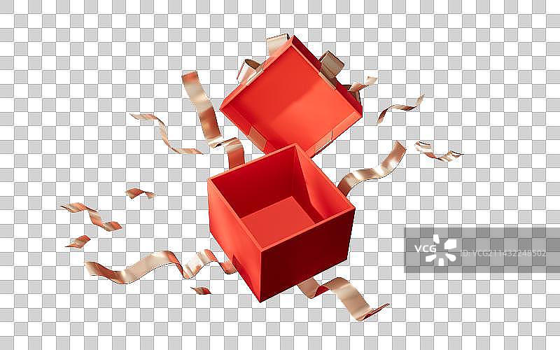 红色方形礼物盒3D渲染图片素材