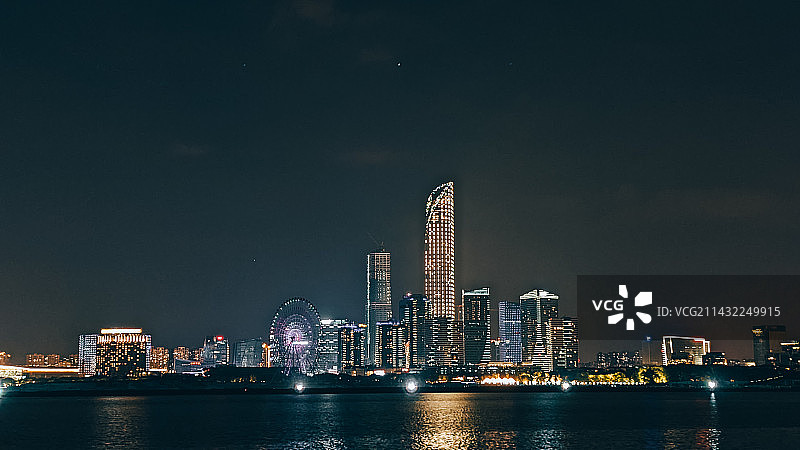 金鸡湖东方之门夜景图片素材