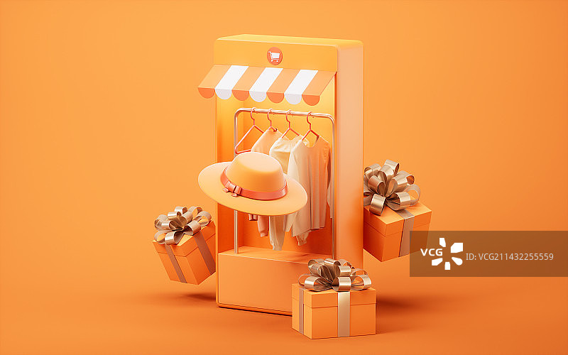 电商服装店铺3D渲染图片素材