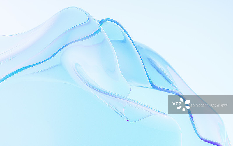 流动透明玻璃渐变曲面3D渲染图片素材