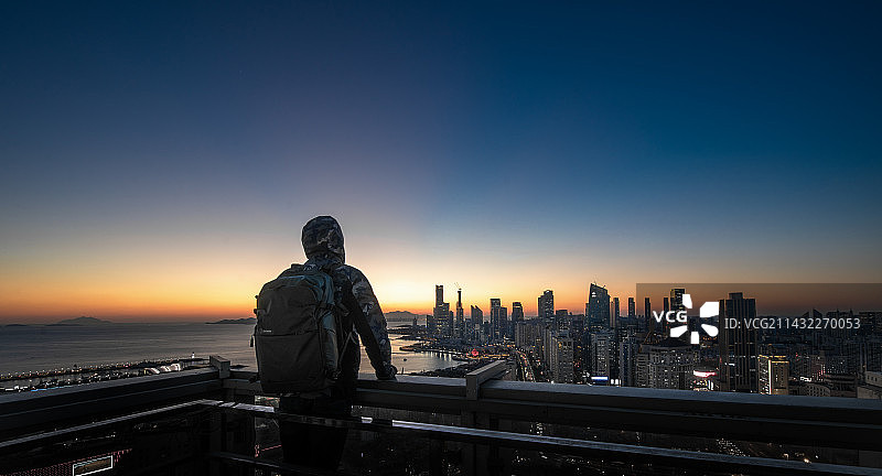 俯瞰浮山湾图片素材