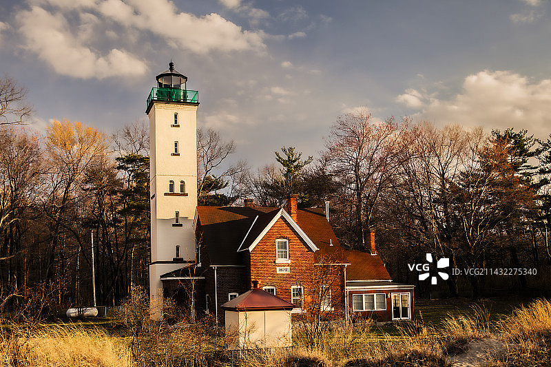 普雷斯克岛灯塔—Erie,伊利湖的历史图片素材