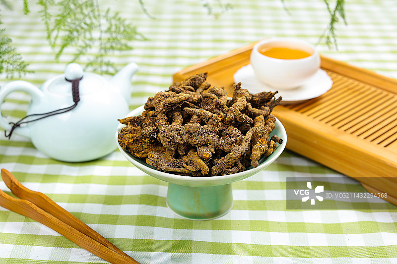 传统中医中草药材黄连干图片素材