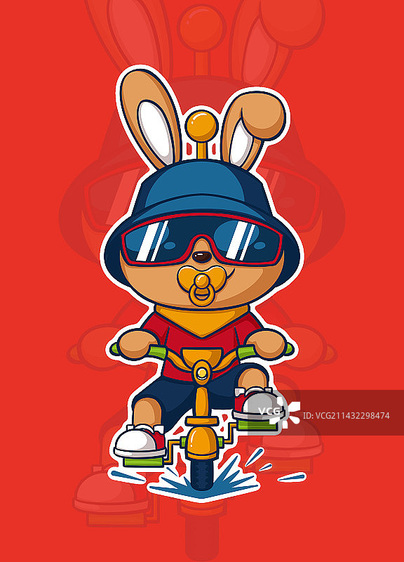 吉祥物IP-bunny兔骑车图片素材