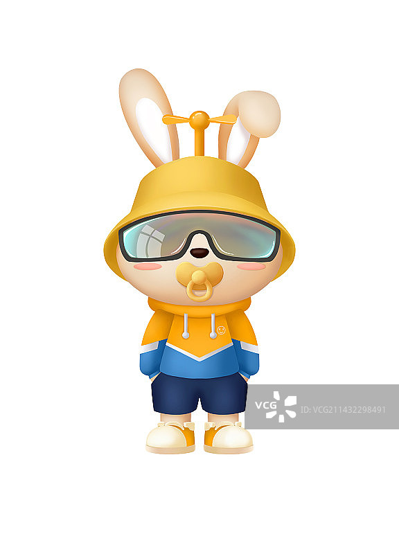 吉祥物IP-bunny兔运动服戴护目镜图片素材
