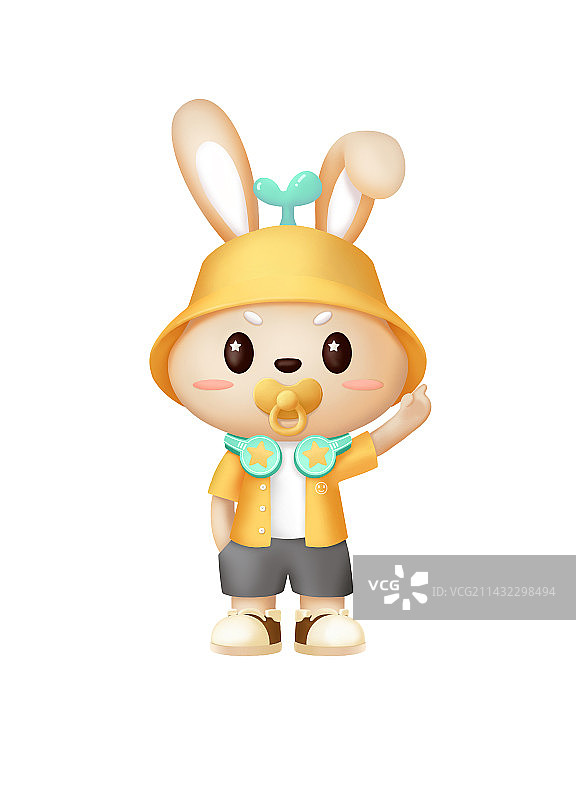 吉祥物IP-bunny兔带耳机图片素材