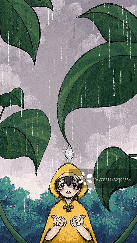 雨水节气插画图片素材