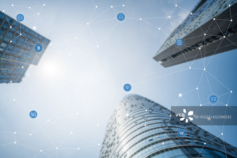 广州商业写字楼和城市互联概念图片素材