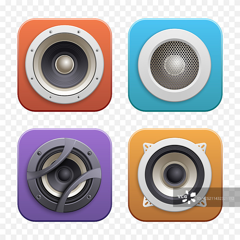 2.5D音响扬声器图标集图片素材