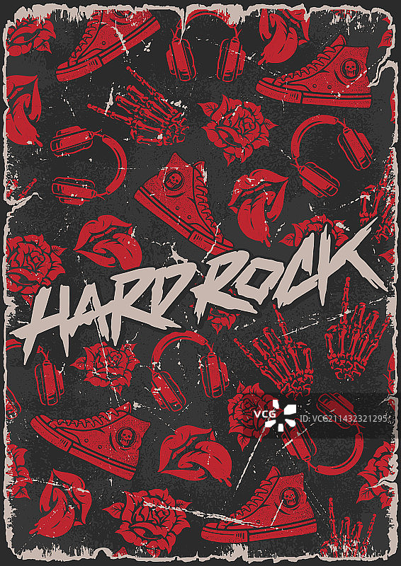 复古彩色硬摇滚宣传单图片素材