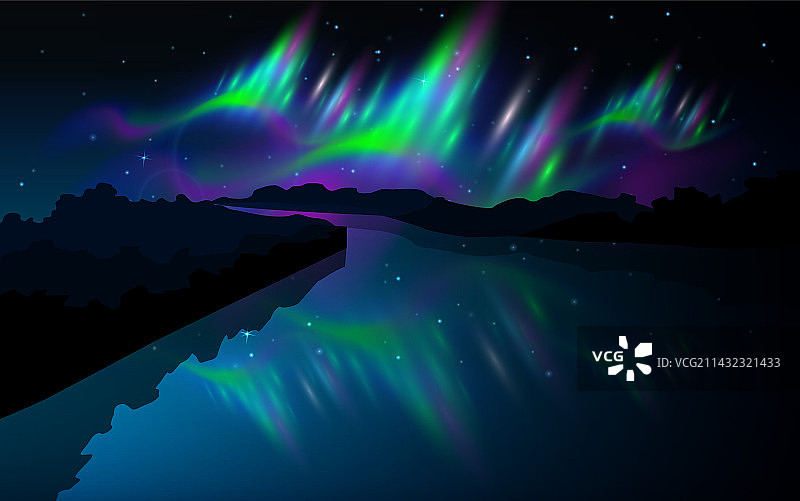 夜空中的极光图片素材