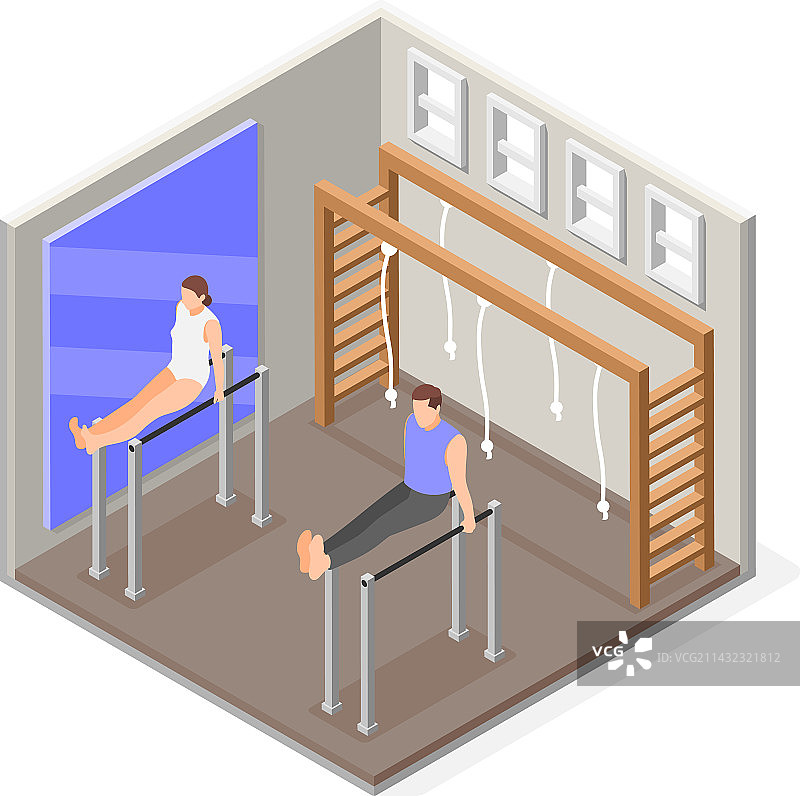 体操双杠2.5D组合图片素材