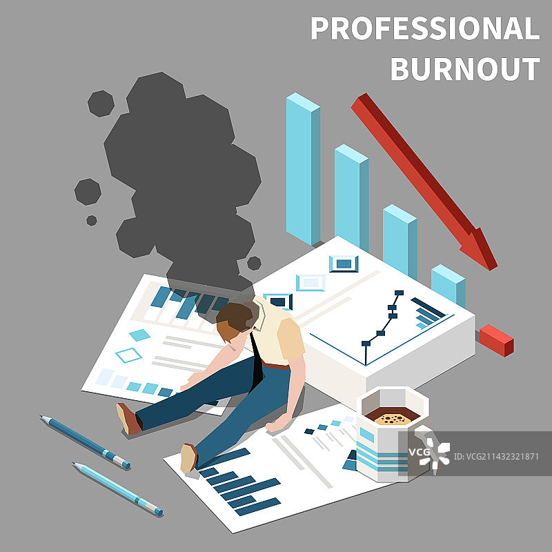 职业倦怠2.5D图图片素材