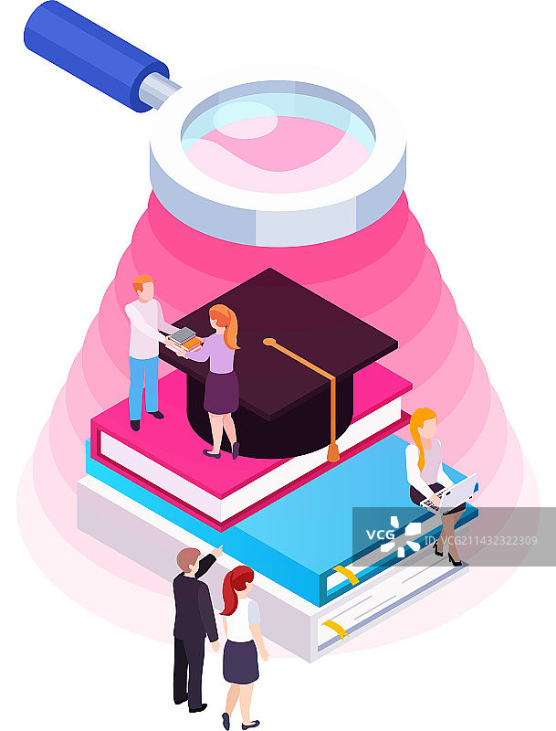 在线学习2.5D概念图片素材