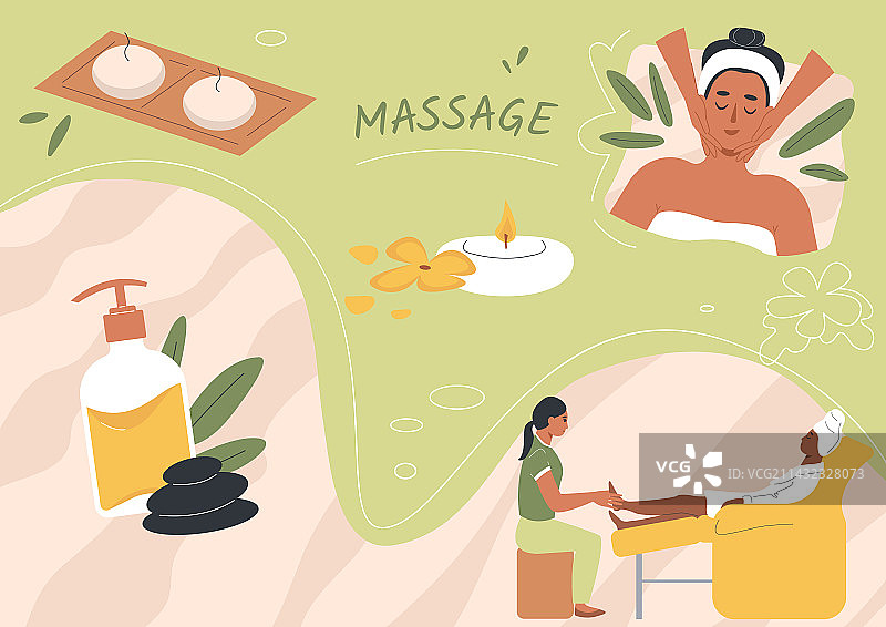 按摩放松拼贴构图图片素材