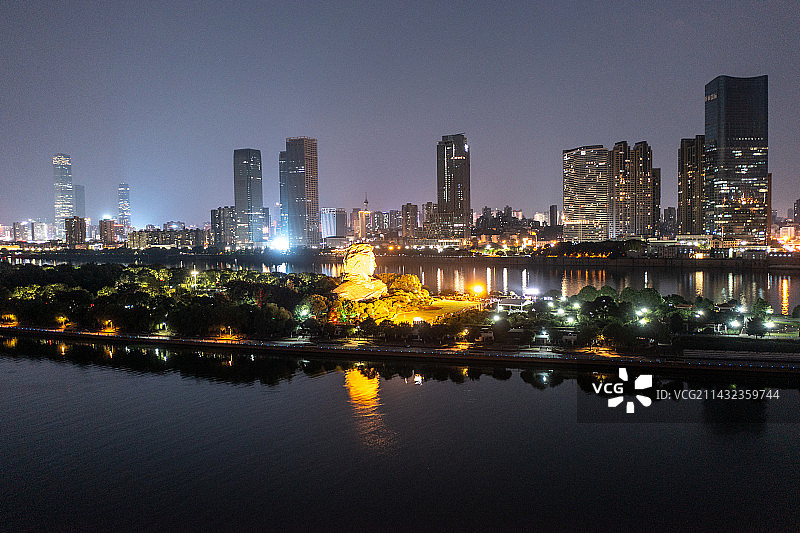 航拍湖南长沙城市夜景风光图片素材
