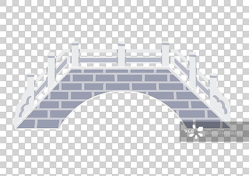 手绘灰色石拱桥元素插画图片素材