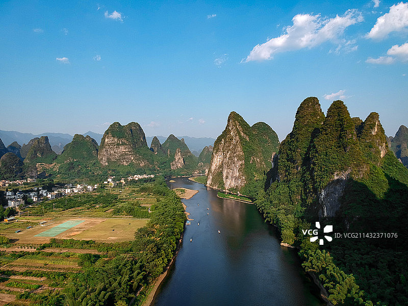 桂林 阳朔 黄布倒影 航拍图片素材