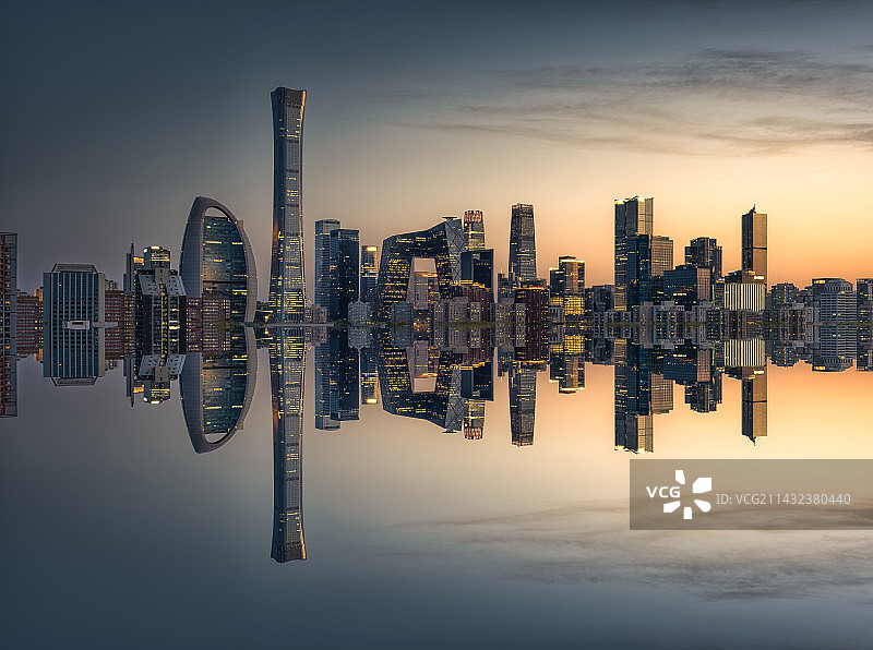 国贸日落夜景图片素材