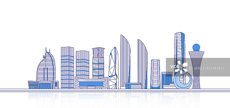 厦门城市天际线矢量地标建筑插画图片素材