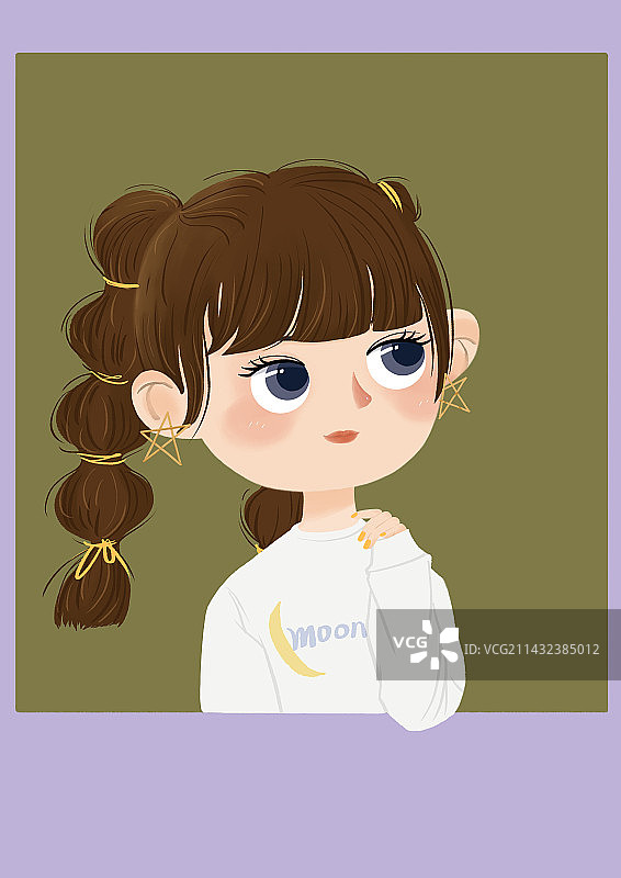 戴星星耳环的小女孩图片素材