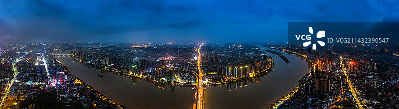 航拍湖南衡阳城市夜景风光图片素材