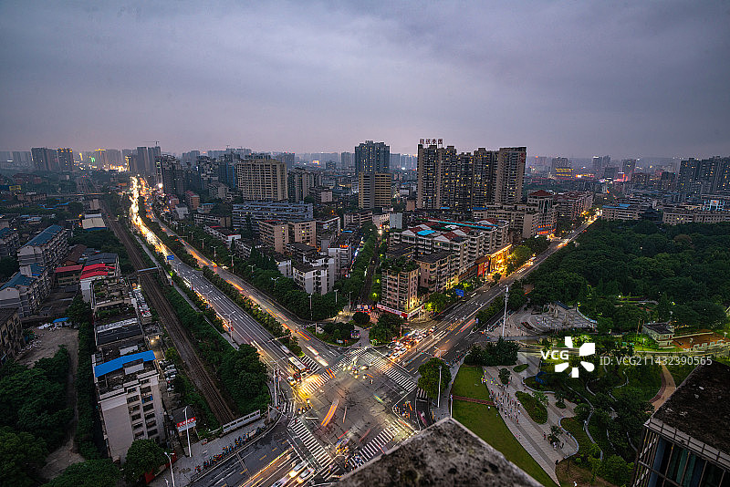 航拍湖南衡阳城市夜景风光图片素材