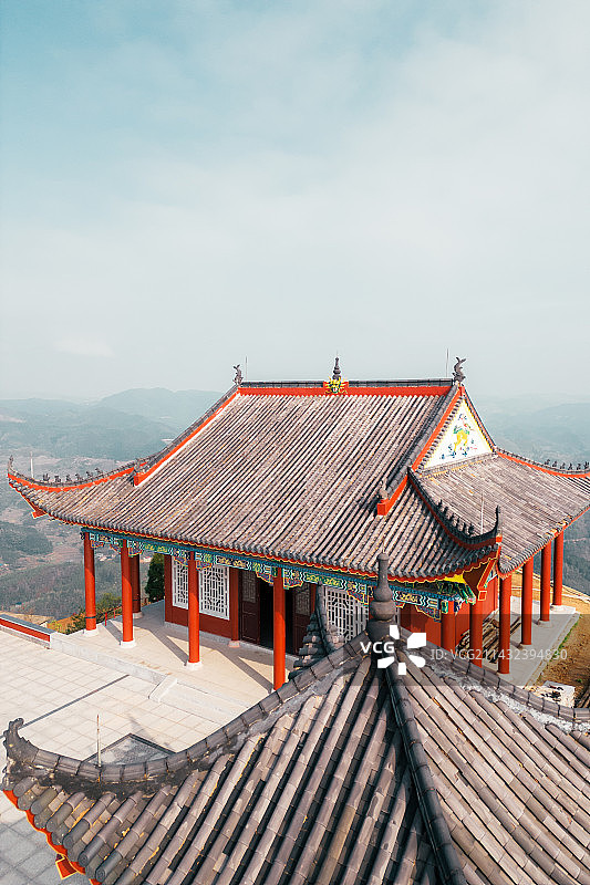 山上道观的航拍图片素材