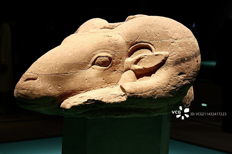 古埃及文明公羊造型神像头部特写图片素材