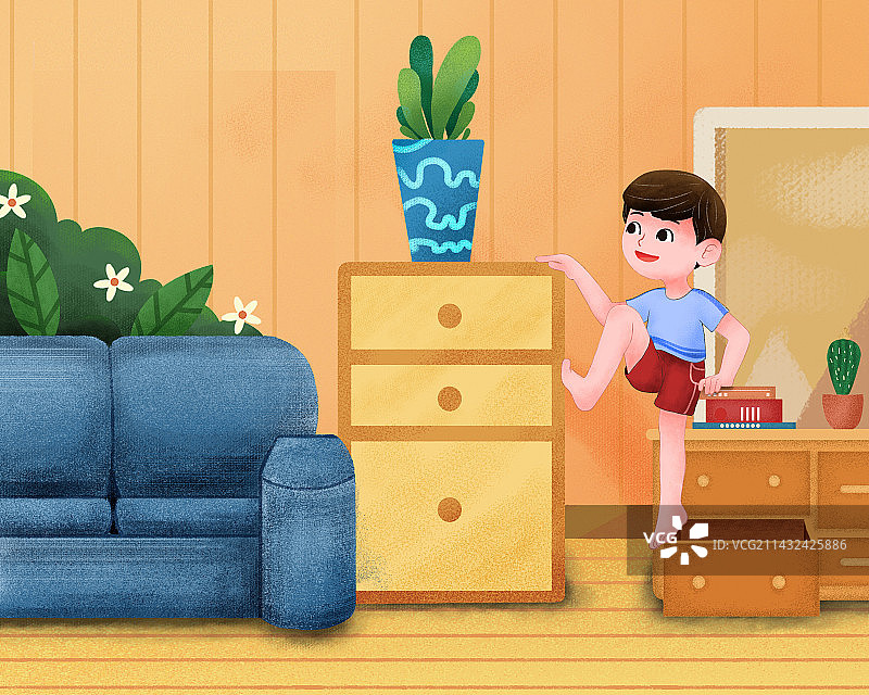 儿童安全教育-不要在家里攀爬高物或不稳当的家具图片素材