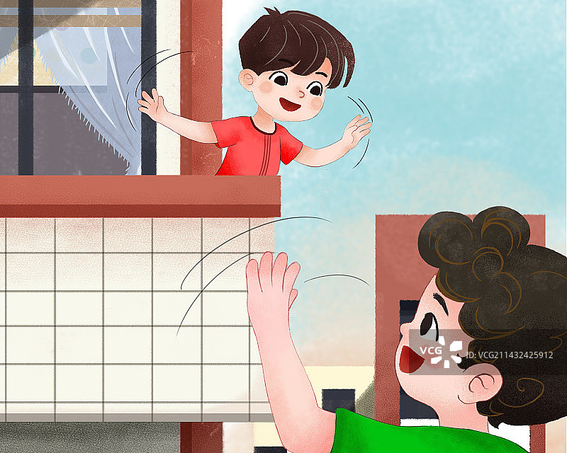 儿童安全教育-不要将身体探出阳台外图片素材