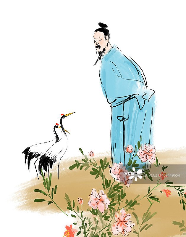 中国风古代诗人元素人物插画图片素材