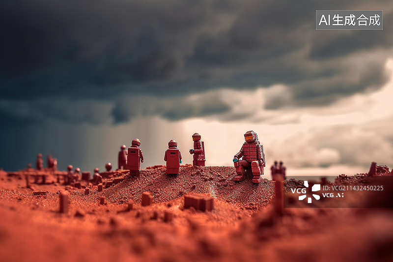 【AI数字艺术】宇航员探索火星地貌图片素材